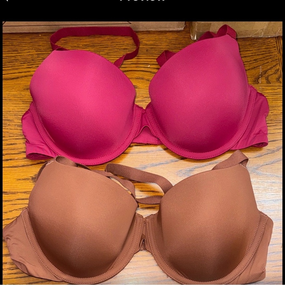 Amazon Women's T-Shirt Bras Duo in Fuchsia and Brown